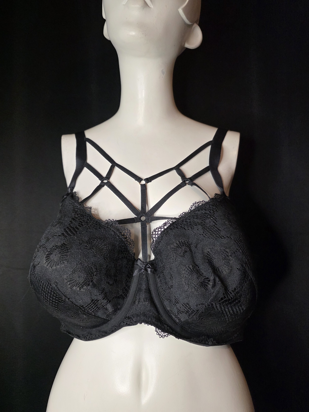 Cacique 44DD Black Floral Lace Padded Bralette